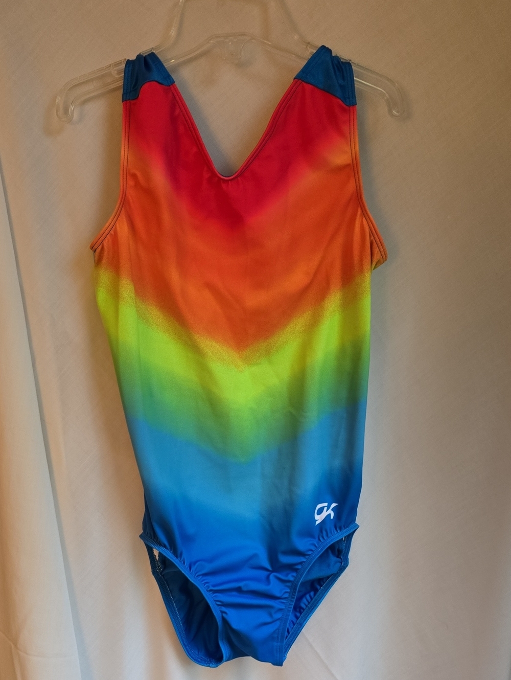 GK Kids Rainbow Gradient Leotard - Red Orange Yellow Green Blue Size L